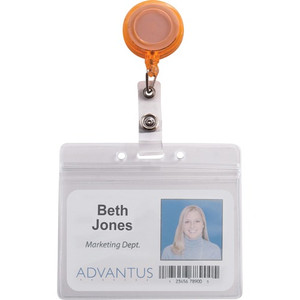 Advantus 4-Color Neon Set ID Card Reels - Metal, Plastic, Nylon - Neon Orange, Neon Yellow, Neon Green, Neon Pink - Sturdy