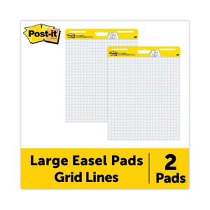 Post-it Easel Pads Super Sticky Vertical-Orientation Self-Stick Easel Pads, Quadrille Rule (1 sq/in), 25 x 30, White, 30 Sheets, 2/Carton View Product Image