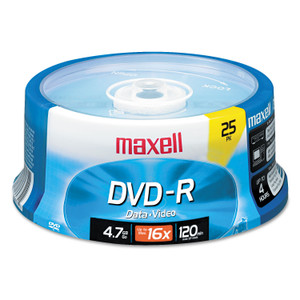 Maxell DVD-R Recordable Disc, 4.7 GB, 16x, Spindle, Gold, 25/Pack Product Image 