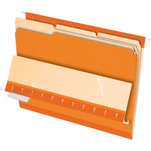 Pendaflex 1/3 Tab Cut Letter Recycled Top Tab File Folder - 8 1/2" x 11" - Orange - 10% Recycled