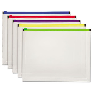 Pendaflex Poly Zip Envelope, Zipper Closure, 10 x 13, Assorted Colors, 5/Pack (PFX85292) View Product Image