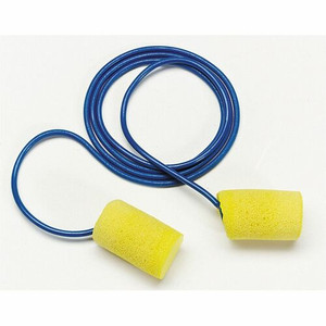 Aearo Corded Foam Earplugs - Noise Protection - Foam - Yellow - Moisture Resistant, Corded - 2/Pair