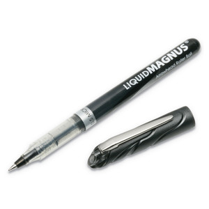 AbilityOne 7520014612660 SKILCRAFT Liquid Magnus Hybrid Gel Pen, Stick, Extra-Fine 0.5 mm, Black Ink, Clear/Black Barrel, Dozen (NSN4612660) View Product Image