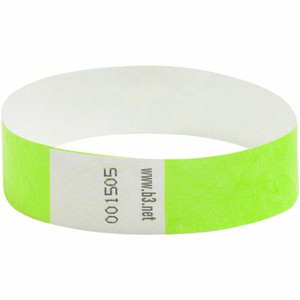 SICURIX Standard Dupont Tyvek Security Wristband - Standard - 0.8" Height x 10" Width - Neon Green - Tyvek