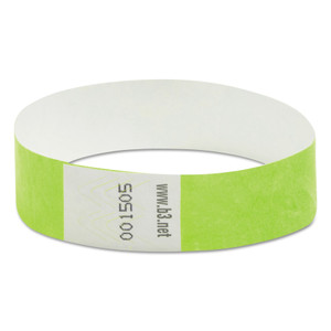 SICURIX Security Wristbands, Sequentially Numbered, 10" x 0.75", Green, 100/Pack (BAU85060) View Product Image