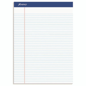 Ampad Perforated Writing Pads, Narrow Rule, 50 White 8.5 x 11.75 Sheets, Dozen