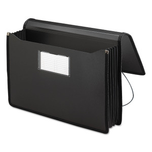 Smead Poly Premium Wallets, 5.25" Expansion, 1 Section, Elastic Cord Closure, Legal Size, Black