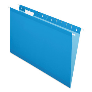 Pendaflex Colored Reinforced Hanging Folders, Legal Size, 1/5-Cut Tabs, Blue, 25/Box