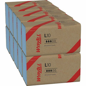 Wypall GeneralClean L10 Light Cleaning Windshield Towels - 1 Ply - Single Fold - 9.10" Width x 10.25" Length - Blue - Paper