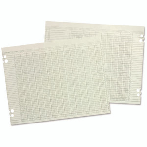 Wilson Jones Columnar Loose Sheets, 6 Columns, 9.25 x 11.88, Green, 100/Pack