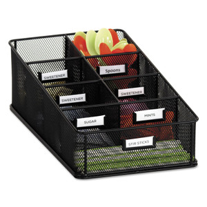 Safco Onyx Breakroom Organizers, 7 Compartments, 16 x 8.5 x 5.25, Steel Mesh, Black (SAF3291BL) View Product Image