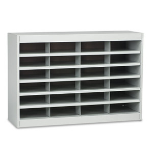Safco Steel/Fiberboard E-Z Stor Sorter, 24 Compartments, 37.5 x 12.75 x 25.75, Gray