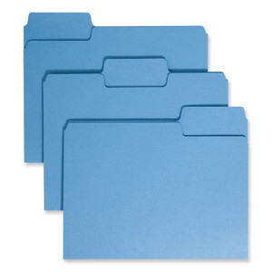 Smead SuperTab Colored File Folders, 1/3-Cut Tabs: Assorted, Letter Size, 0.75" Expansion, 11-pt Stock, Blue, 100/Box (SMD11986) View Product Image