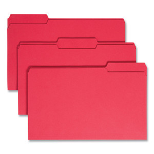 Smead Colored File Folders, 1/3-Cut Tabs: Assorted, Legal Size, 0.75" Expansion, Red, 100/Box