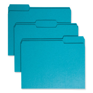 Smead Colored File Folders, 1/3-Cut Tabs: Assorted, Letter Size, 0.75" Expansion, Teal, 100/Box