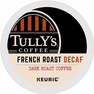 Tully's K-Cup French Roast Decaf Coffee - Compatible with Keurig Brewer - Dark - 24 K-Cup - K-Cup - French Roast Decaf