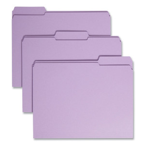 Smead Reinforced Top Tab Colored File Folders, 1/3-Cut Tabs: Assorted, Letter Size, 0.75" Expansion, Lavender, 100/Box (SMD12434) View Product Image