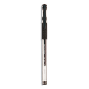 Universal Comfort Grip Gel Pen, Stick, Fine 0.5 mm, Black Ink, Clear Barrel, Dozen (UNV39514) View Product Image