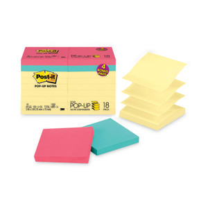 Post-it Dispenser Notes Original Pop-up Notes Value Pack, 3 x 3, (14) Canary Yellow, (4) Poptimistic Collection Colors, 100 Sheets/Pad, 18 Pads/Pack View Product Image