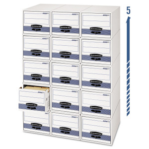 Bankers Box STOR/DRAWER STEEL PLUS Extra Space-Savings Storage Drawers, 10.5" x 25.25" x 5.25", White/Blue, 12/Carton (FEL00302) View Product Image