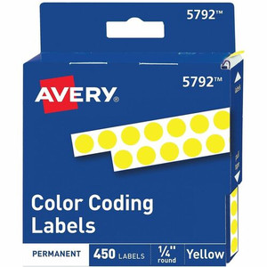Avery 1/4" Color-Coding Labels - 1/4" Diameter - Permanent Adhesive - Round - Yellow - Self-adhesive