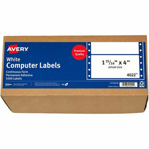 Avery Address Label - 1 15/16" Width x 4" Length - Permanent Adhesive - Dot Matrix - White - Permanent Adhesive, Stick & Stay