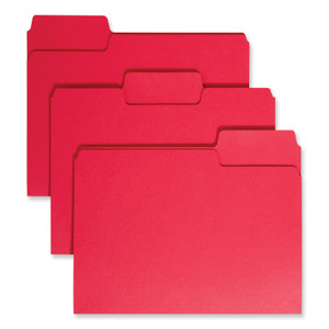 Smead SuperTab Colored File Folders, 1/3-Cut Tabs: Assorted, Letter Size, 0.75" Expansion, 11-pt Stock, Red, 100/Box