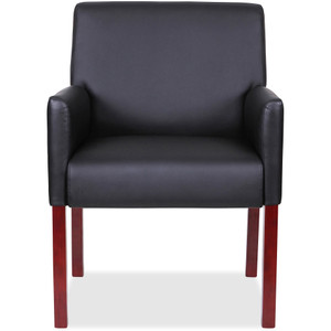 Lorell Guest Chair, w/Arms, 24"x25"x35-1/2", BK Leather/MY Frame (LLR20027) View Product Image