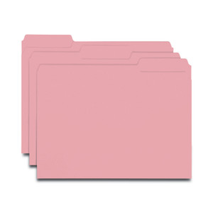 Smead Interior File Folders, 1/3-Cut Tabs: Assorted, Letter Size, 0.75" Expansion, Pink, 100/Box (SMD10263) View Product Image