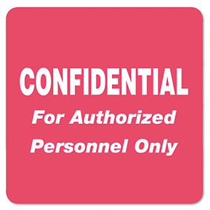 Tabbies HIPAA Labels, CONFIDENTIAL For Authorized Personnel Only, 2 x 2, Red, 500/Roll (TAB40570) View Product Image