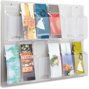 Safco 12 Pamphlet Pocket Display Rack - 12 Pocket(s) - 20.37" Height x 30" Width x 2" Depth - Break Resistant - Clear - Plastic