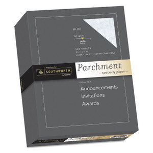 Southworth Parchment Specialty Paper, 24 lb Bond Weight, 8.5 x 11, Blue, 500/Ream (SOU964C) View Product Image