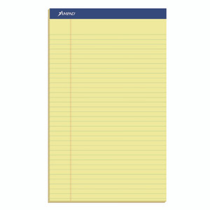 Ampad Perforated Writing Pads, Wide/Legal Rule, 50 Canary-Yellow 8.5 x 14 Sheets, Dozen TOP20230