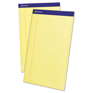 Ampad Perforated Writing Pads, Wide/Legal Rule, 50 Canary-Yellow 8.5 x 14 Sheets, Dozen TOP20230 (TOP20230) View Product Image