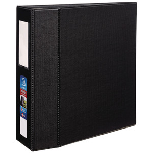Avery Heavy-Duty Non-View Binder with DuraHinge, Three Locking One Touch EZD Rings and Spine Label, 4" Capacity, 11 x 8.5, Black