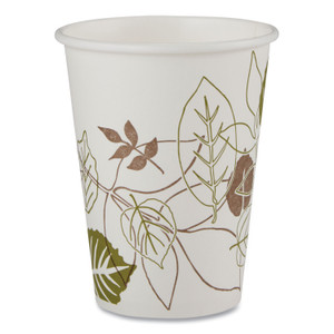 Dixie Pathways Paper Hot Cups, 12 oz, White/Brown, 25/Bag, 20 Bags/Carton