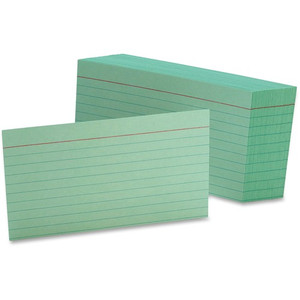Oxford Colored Ruled Index Cards - Front Ruling Surface - Ruled Front Ruling - 90 lb Basis Weight - 3" x 5" Sheet Size - Green Paper