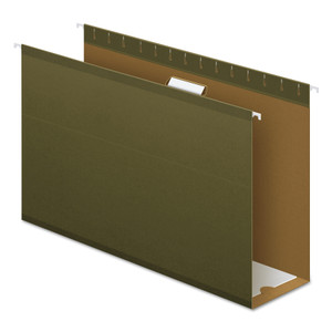 Pendaflex Extra Capacity Reinforced Hanging File Folders with Box Bottom, 4" Capacity, Legal Size, 1/5-Cut Tabs, Green, 25/Box (PFX4153X4) View Product Image