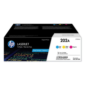 HP 202A, (CF500A-M) 3-Pack Cyan/Magenta/Yellow Original LaserJet Toner Cartridges HP 202A, (CF500A-M) 3-Pack Cyan/Magenta/Yellow Original LaserJet Toner Cartridges