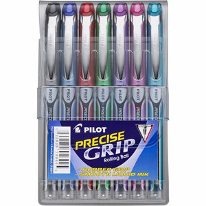Pilot Precise Grip Extra-Fine Capped Rolling Ball Pens - 0.5 mm Extra Fine Needle Pen Point - Black, Red, Blue, Green, Purple, Pink, Turquoise Ink