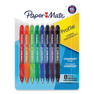 Paper Mate Profile Mechanical Pencils, 0.7 mm, HB (#2), Black Lead, Assorted Barrel Colors, 8/Pack View Product Image