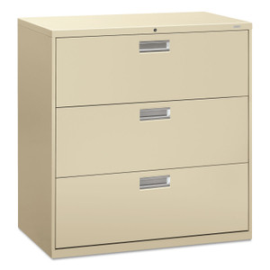 HON Brigade 600 Series Lateral File, 3 Legal/Letter-Size File Drawers, Putty, 42" x 18" x 39.13" (HON693LL) View Product Image