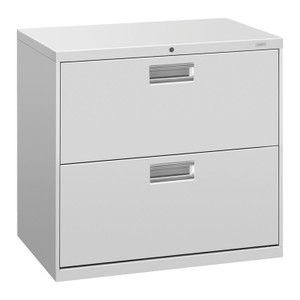 HON Brigade 600 Series Lateral File, 2 Legal/Letter-Size File Drawers, Light Gray, 30" x 18" x 28"