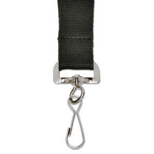 AbilityOne 8455016452729 SKILCRAFT Nylon Strap Lanyard, Metal J-Hook Fastener, 36" Long, Black, Dozen (NSN6452729) View Product Image