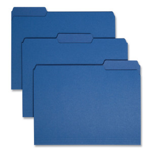Smead Interior File Folders, 1/3-Cut Tabs: Assorted, Letter Size, 0.75" Expansion, Navy Blue, 100/Box (SMD10279) View Product Image