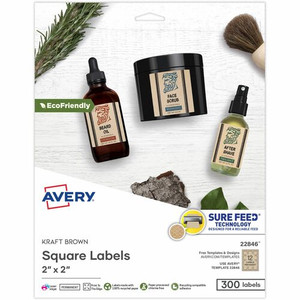 Avery Promotional Label - Waterproof - 2" Width x 2" Length - Permanent Adhesive - Square - Inkjet, Laser