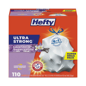 Hefty Ultra Strong Scented Tall White Kitchen Bags, 13 gal, 0.9 mil, 23.75" x 24.88", White, 110 Bags/Box, 3 Boxes/Carton (PCTE88366CT) View Product Image