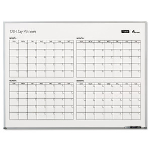 AbilityOne 7110016222133, SKILCRAFT 4-Month Dry Erase Calendar, 48" x 36", White Surface, Satin Aluminum Frame