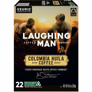 LAUGHING MAN K-Cup, Pod Colombia Huila Coffee, Keurig Single Serve K-Cup Pods, Dark Roast, 22 Count - Compatible with Keurig K-Cup Brewer - Dark - K-Cup, Pod - Kosher