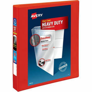 Avery Heavy-Duty View 3 Ring Binder, 1" One Touch EZD(R) Rings, 1 Red Binder (79170) - 1" Binder Capacity - Letter - 8 1/2" x 11" Sheet Size - 275 Sheet Capacity - 275 x 1" Ring(s)